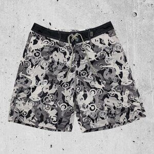 No Fear Swimming Trunks Shorts ~ Size 34 Board Swim Motorcycle Graphic UN-LINED